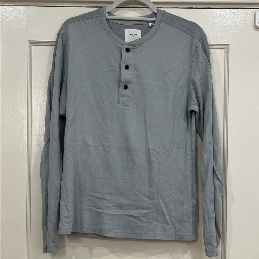 Men's Billy Reid Light Blue/ Gray Henley Shirt